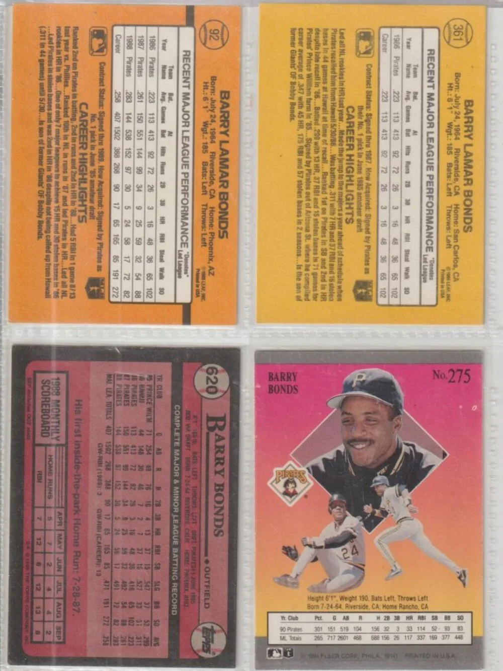 Barry Bonds 4 Card Lot – Rookie + Inserts/Base Mix #19